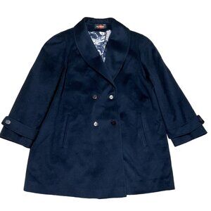 Vtg Alorna Blue Double Breasted Wool Coat Sz 2XL Fully Lined & Structured USA